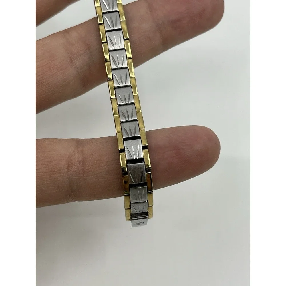 Vintage Elgin Women's Watch Gold Silver Tone Band Diamond Accent Parts Only